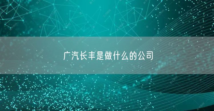广汽长丰是做什么的公司