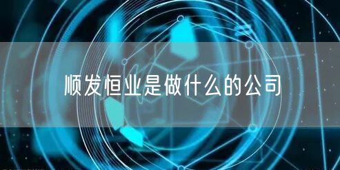 顺发恒业是做什么的公司